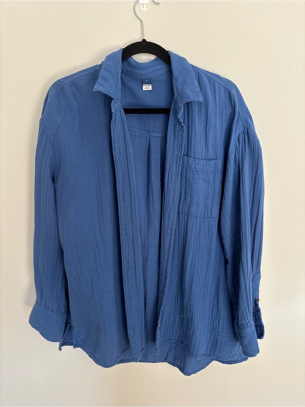 Old Navy Blue Women's Gauzy Button-Down Shirt